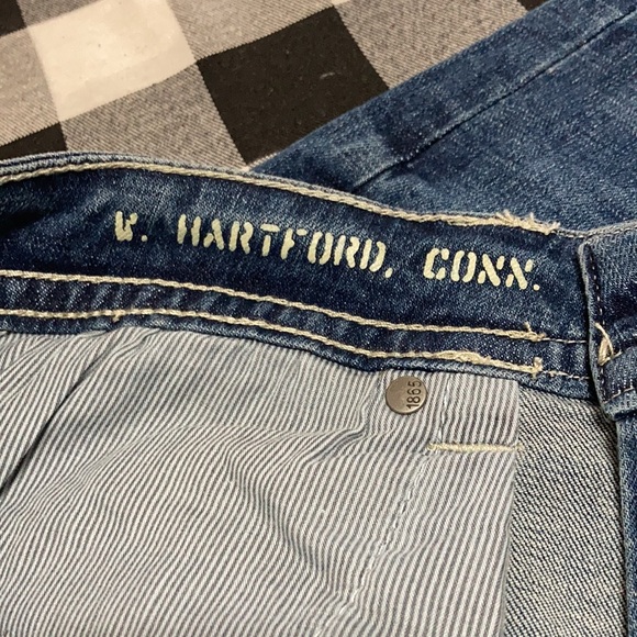 EXC! T.K. Axel Hartford, Conn Slim Boot Jeans Sz 36 x 32 Faux Flap Thick Stitch - Picture 9 of 14